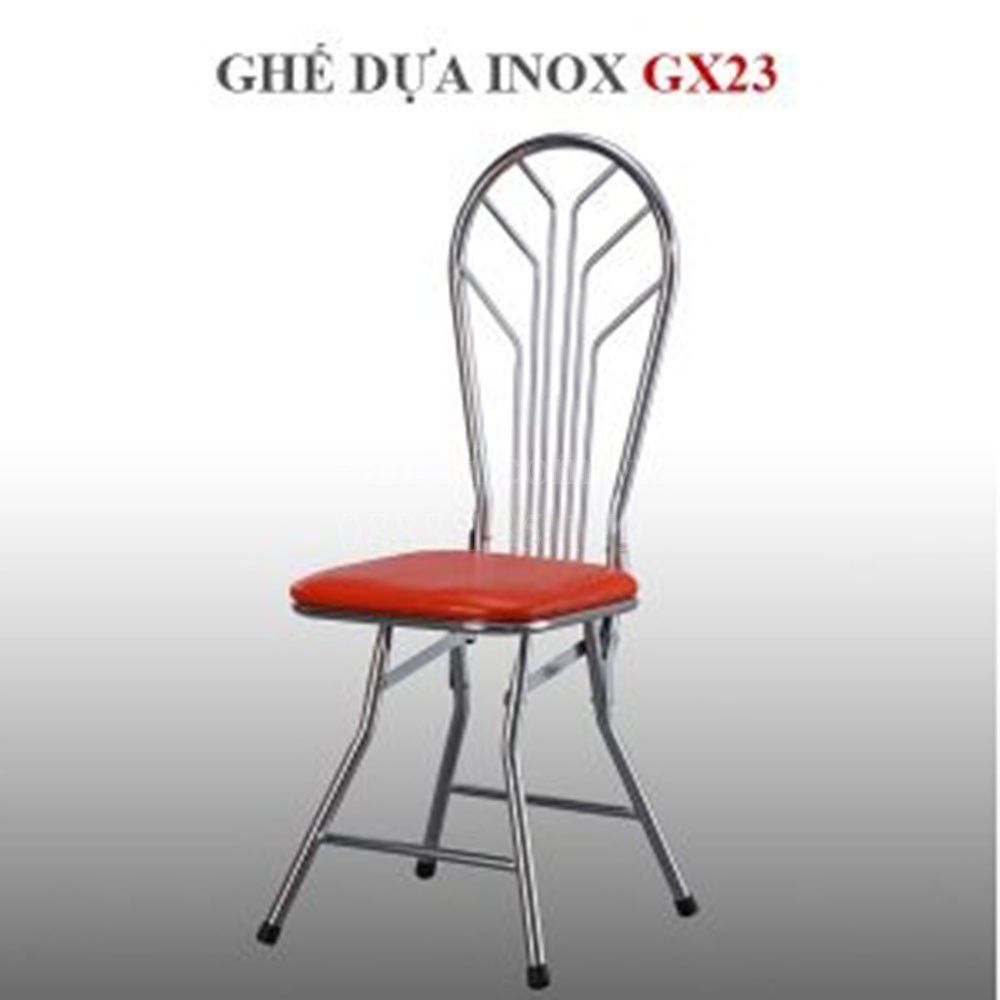 Ghế dựa inox xếp mặt Hwata GX23 (mặt simili) 1 Ghế dựa inox xếp mặt Hwata GX23 (mặt simili)