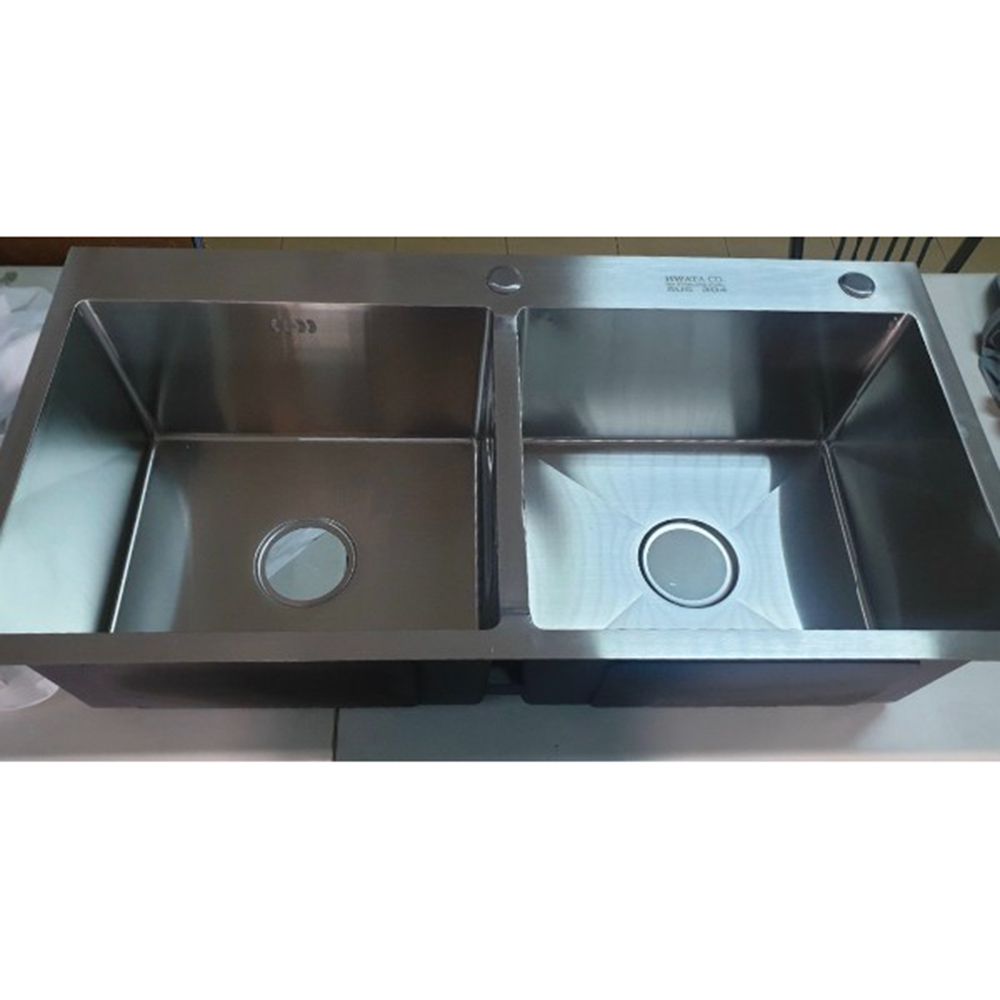 Chậu rửa inox Hwata 2 hộc vuống BDV2 1 Chậu rửa inox Hwata 2 hộc vuống BDV2