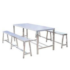 Bàn chữ nhật inox Hwata BCN8 + 2 ghế cố định