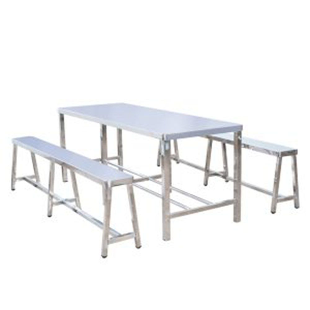 Bàn chữ nhật inox Hwata BCN8 + 2 ghế cố định 1 Bàn chữ nhật inox Hwata BCN8 + 2 ghế cố định