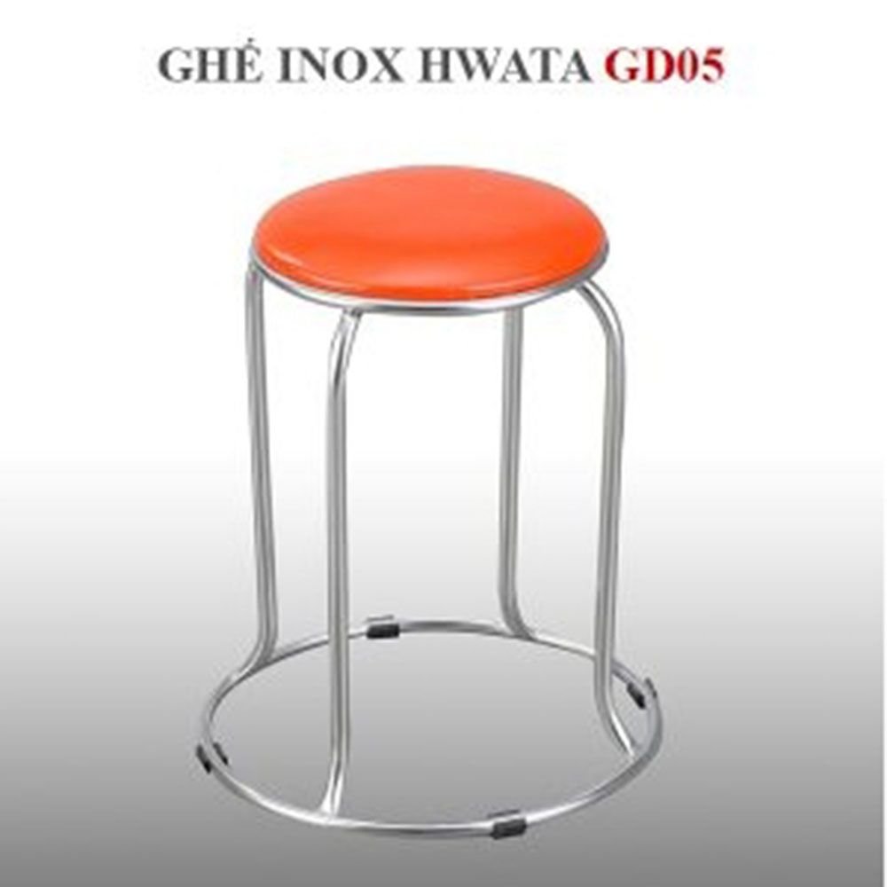 Ghế đẩu inox Hwata GD05 (mặt simili) 1 Ghế đẩu inox Hwata GD05 (mặt simili)