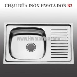 Chậu rửa inox Hwata một hộc cánh trung B2