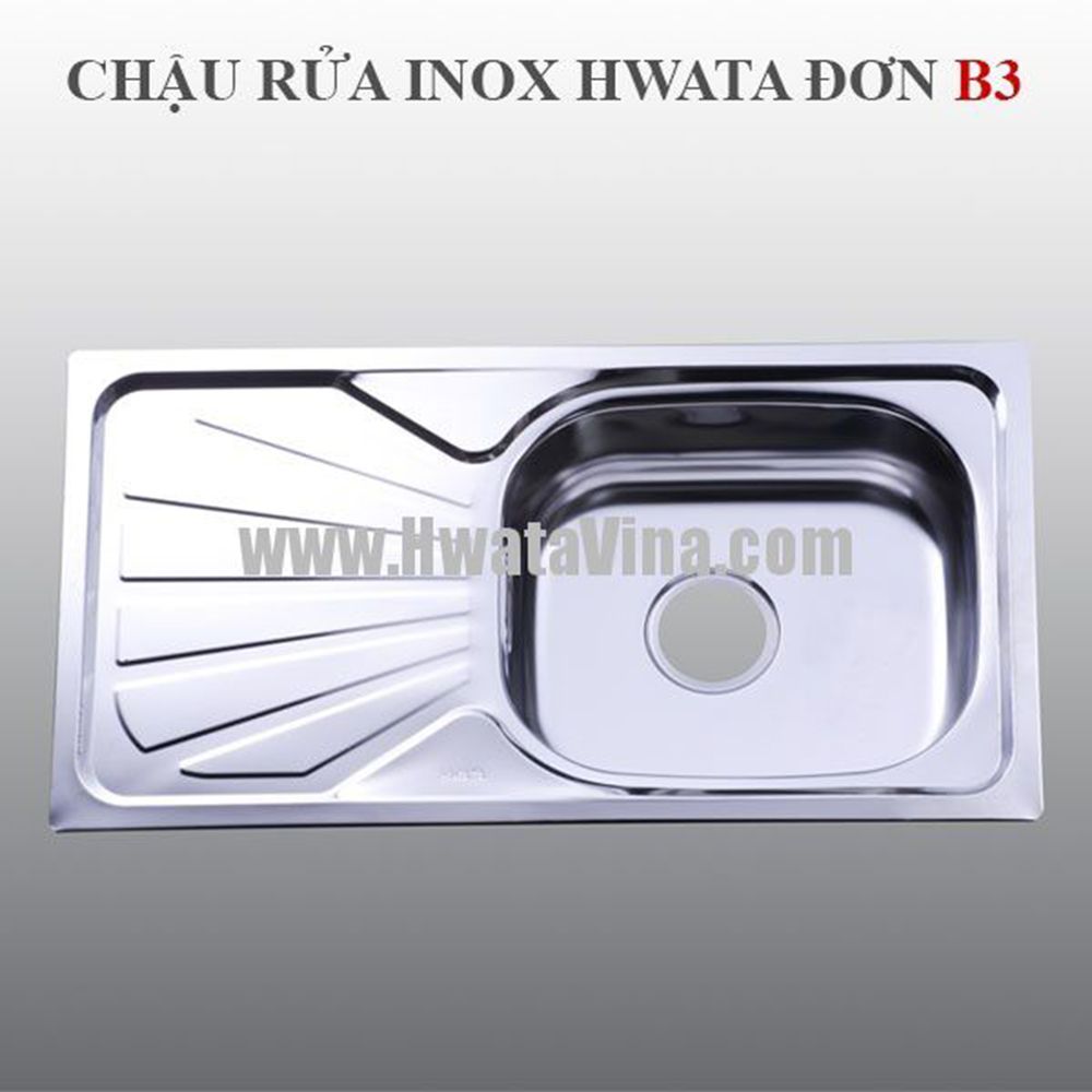 Chậu rửa inox Hwata một hộc cánh lớn B3 1 Chậu rửa inox Hwata một hộc cánh lớn B3