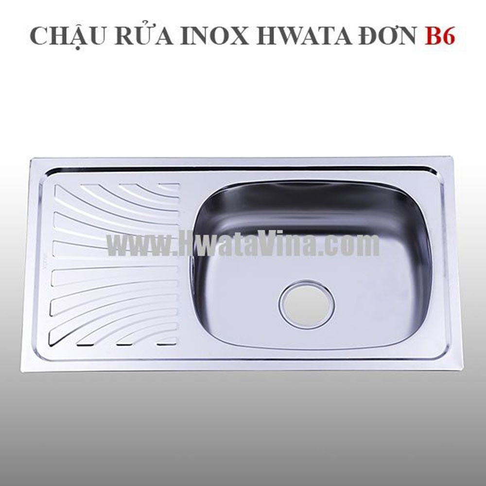 Chậu rửa inox Hwata một hộc một cánh B6 1 Chậu rửa inox Hwata một hộc một cánh B6