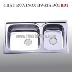 Chậu rửa inox Hwata hai hộc BD1