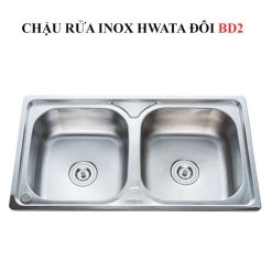 Chậu rửa inox Hwata hai hộc BD2