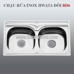 Chậu rửa inox Hwata hai hộc BD6
