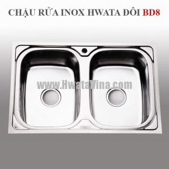 Chậu rửa inox Hwata hai hộc BD8