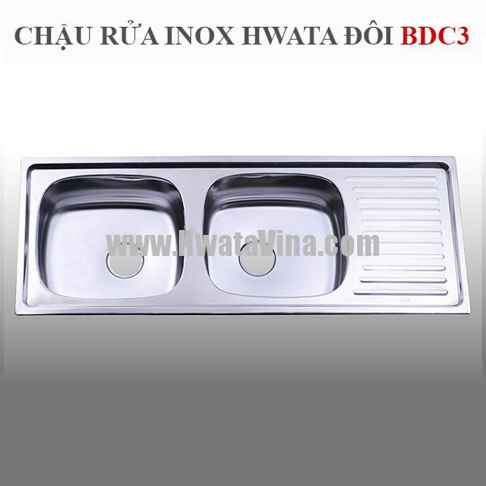 Chậu rửa inox Hwata hai hộc một cánh BDC3 1 Chậu rửa inox Hwata hai hộc một cánh BDC3