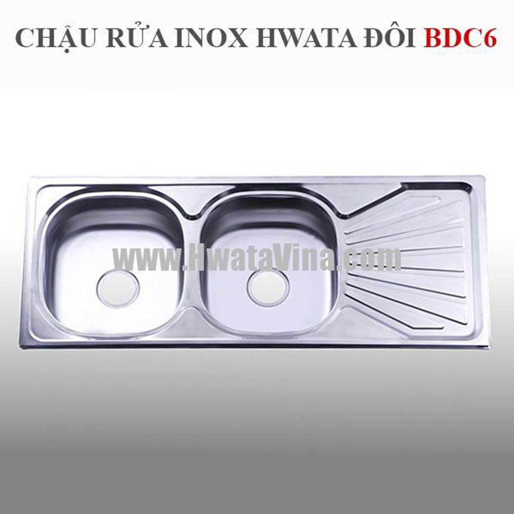 Chậu rửa inox Hwata hai hộc một cánh BDC6 1 Chậu rửa inox Hwata hai hộc một cánh BDC6