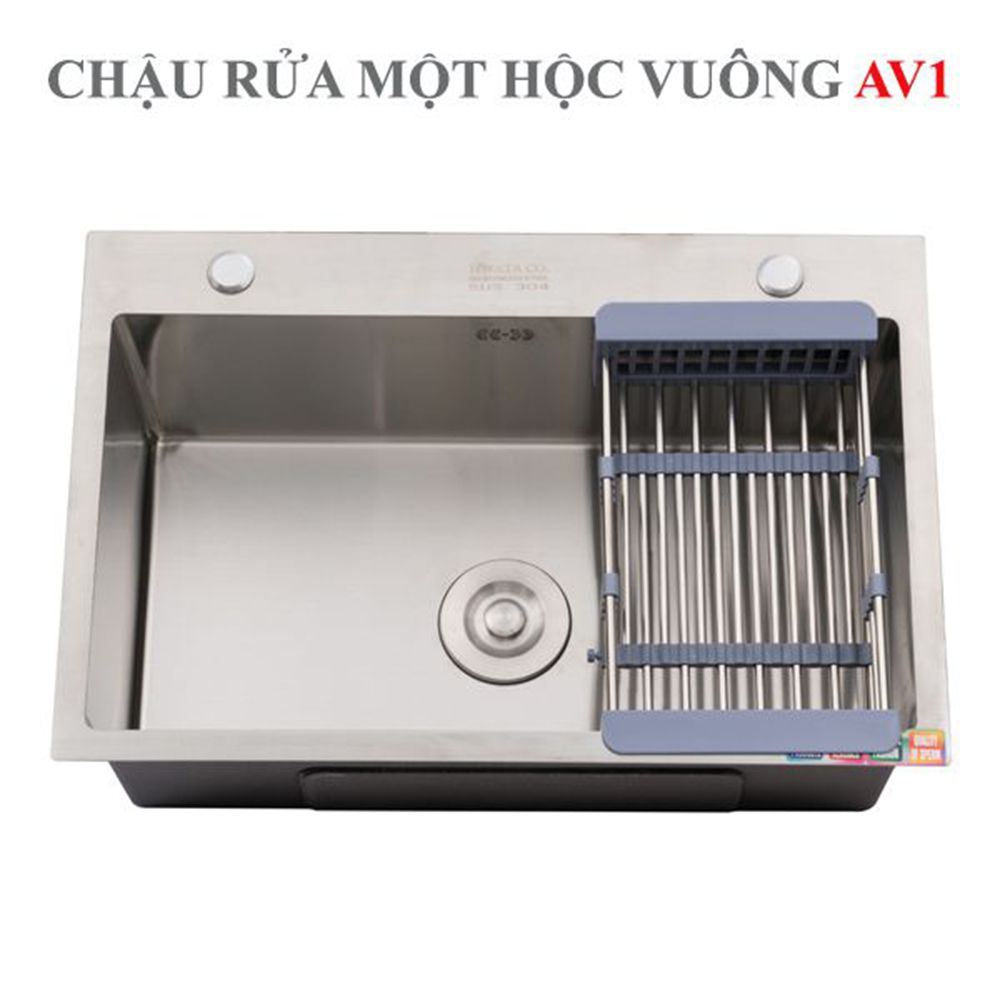 Chậu rửa inox Hwata một hộc vuông AV1 1 Chậu rửa inox Hwata một hộc vuông AV1