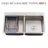 Chậu rửa inox Hwata hai hộc vuông BDV1 5 Chậu rửa inox Hwata hai hộc vuông BDV1 4