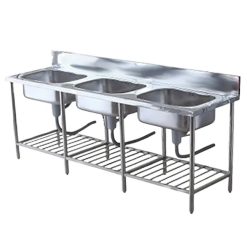 Chậu rửa inox Hwata có chân ba hộc CN3